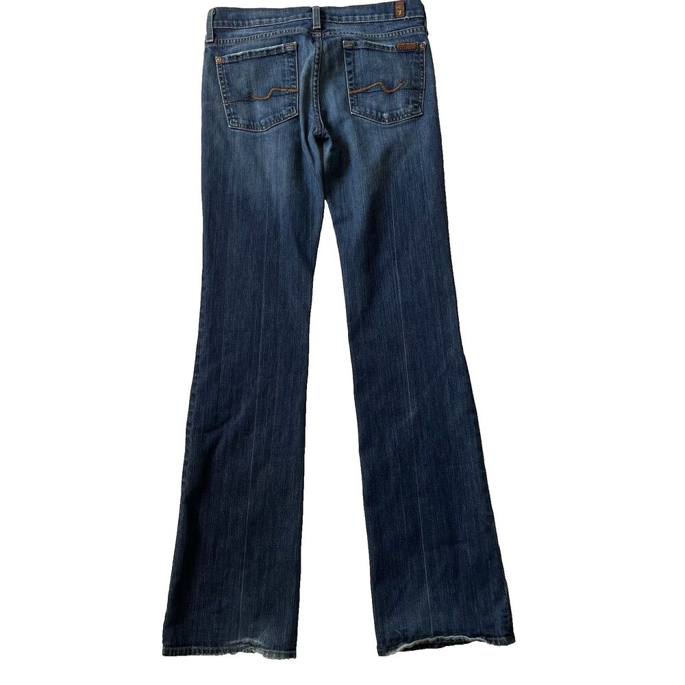 7FAM Seven 7 for all Mankind Bootcut Low Rise Blue Jeans 27 x33 Tall Stretch USA